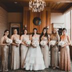 Flora Nova Design Seattle - Luxurious Winter Wedding at the Edgewater Hotel. White and Grey Bouquet, bridesmaids