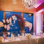 Flora Nova Design Seattle - Luxurious Winter Wedding at the Edgewater Hotel. White and Grey Head Table Arch with Phalaenopsis Orchids