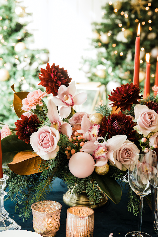 Centerpiece for the holiday dinner table by Flora Nova Design Seattle