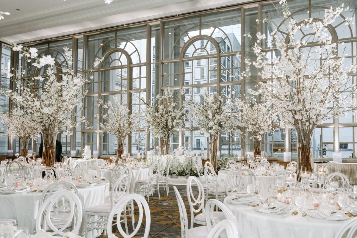 A Fairytale Cherry Blossom Garden wedding is designed by Seattle florist Flora Nova Design