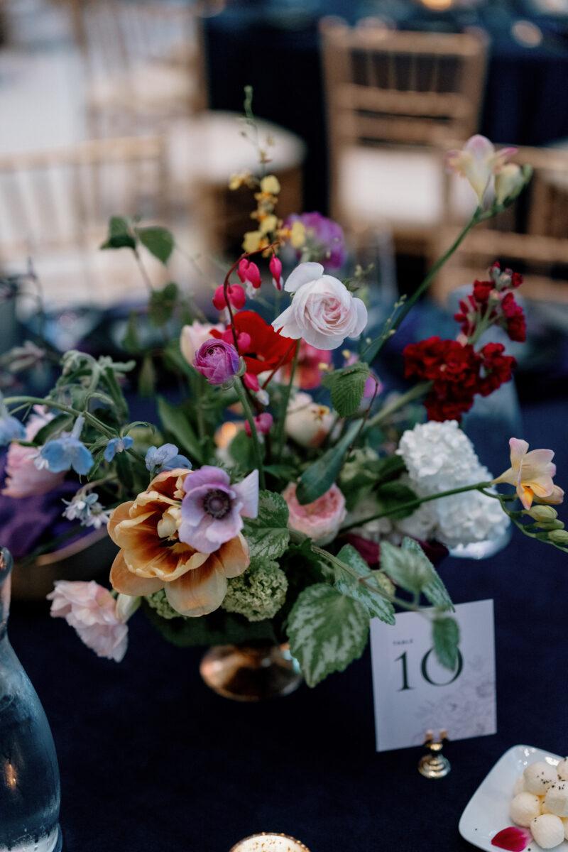 Seattle Art Museum Wedding designed by Flora Nova Design colorful centerpieces.